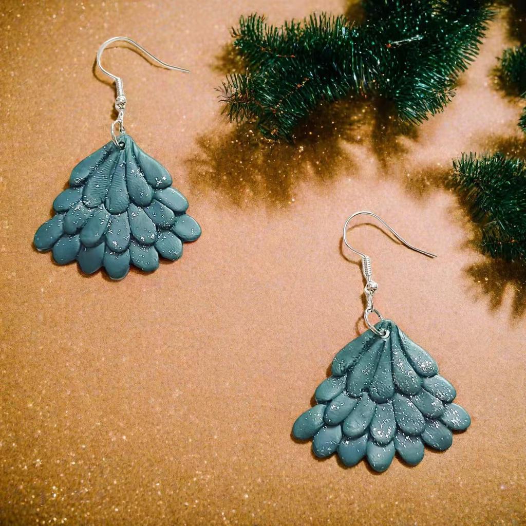 Women's Cute Halloween Ghost & Christmas Tree Polymer Clay Earrings