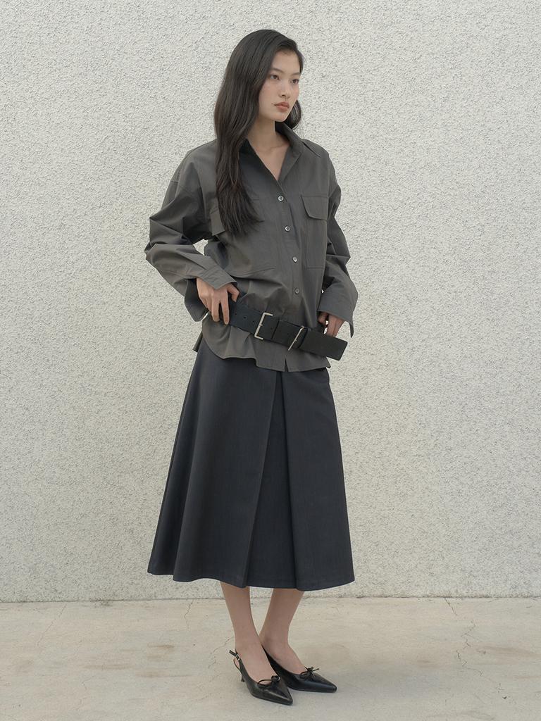 Deoenel Pleated Skirt - [Grey]