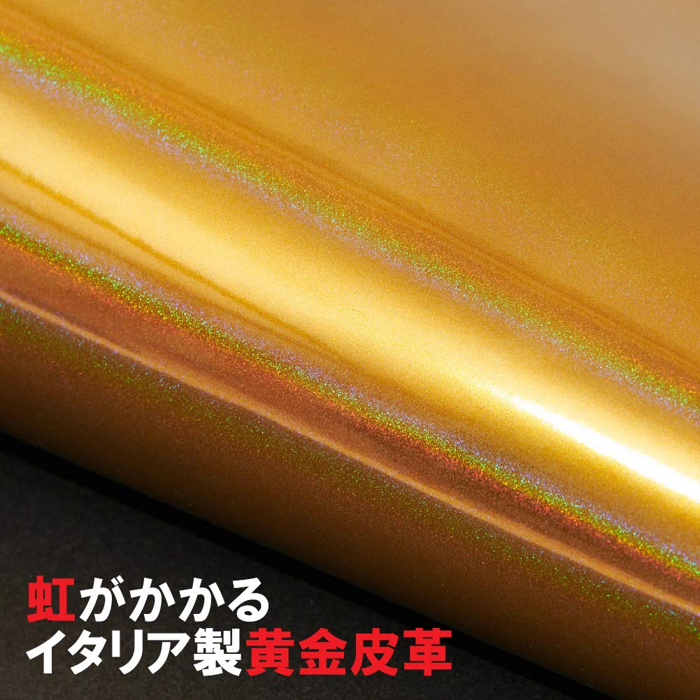 Golbe Rainbow Gold Italian Leather Bifold Wallet, Size S, 1080 Gold