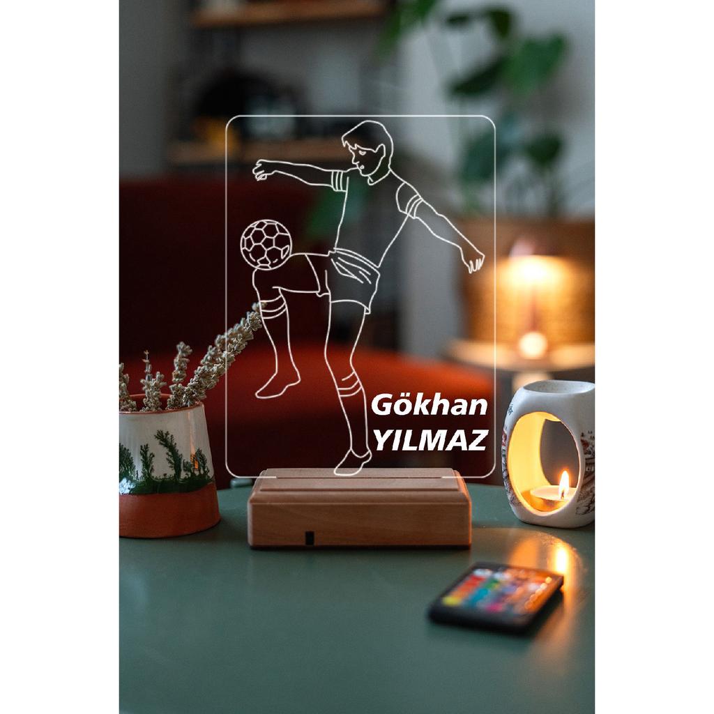 Cadeau personnalisé joueur de football faisant rebondir la lampe de bureau LED 3d balle