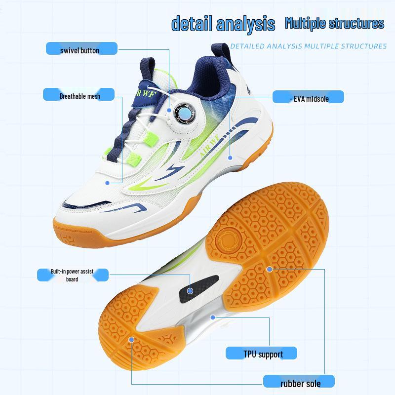 Kids' Autumn Badminton Shoes with Side Rotary Button – Non-Slip, Wear-Resistant, Lightweight Sports Shoes for Boys and Girls