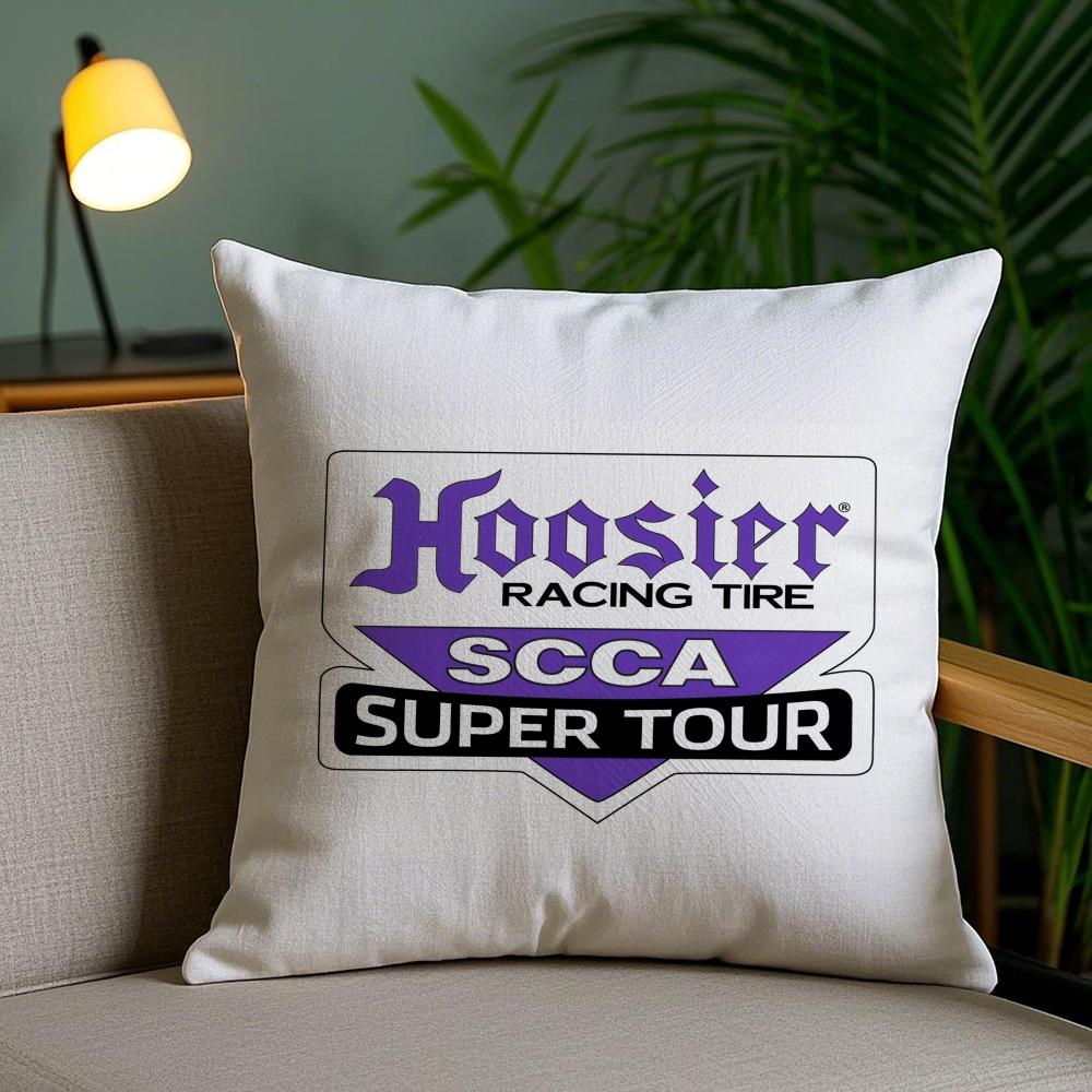 H-Hoosier Racing Cushion Cover Plush Fabric Soft Double-Sided Printed Invisible Zipper Sofa Pillow Case Home Decor