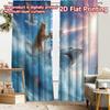 2pcs, 2D FLAT PRINTING Curtains (Without Rod) SharkRiderCat Christmas Holiday Curtains with Digital Printing Machine Washable