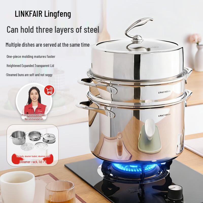 Linkfair 304 Stainless Steel 2-Layer Multi-functional Steamer Pot