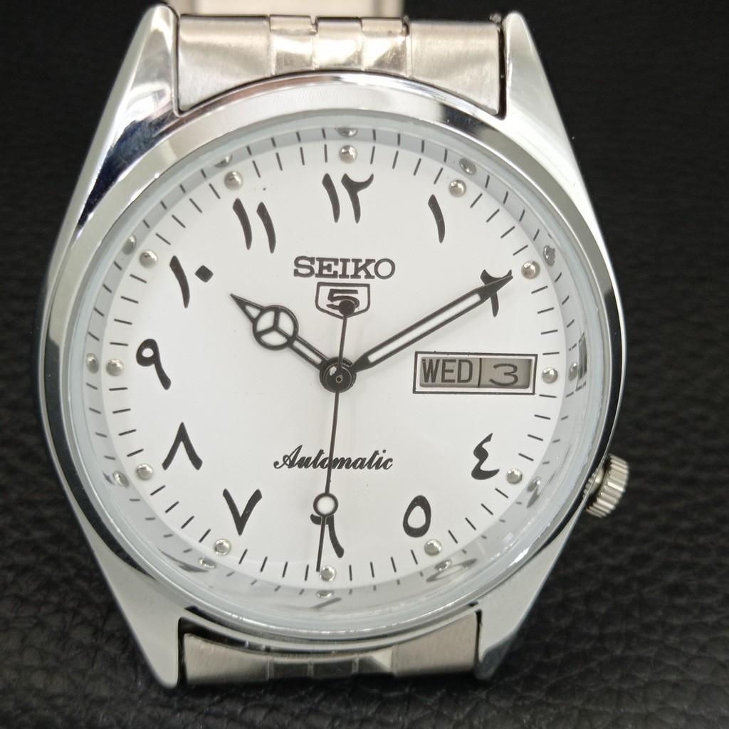 VINTAGE REFURBISHED SEIKO 5 AUTOMATIC JAPAN MENS WHITE DIAL WATCH A445981-1