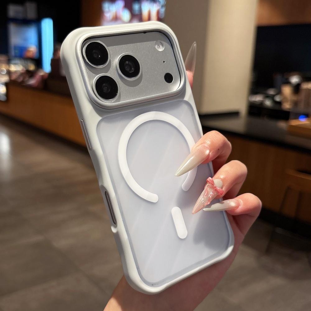 

Creative Frosted For Magsafe Phone Case For iPhone 17 Pro Max 17 Pro 17 Air Irregular Magnetic Wireless Charge Soft Bumper Cover iPhone17 белый