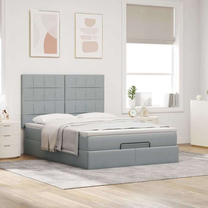 VidaXL Cadre de lit ottoman et matelas gris clair 140x200 cm tissu 3313161