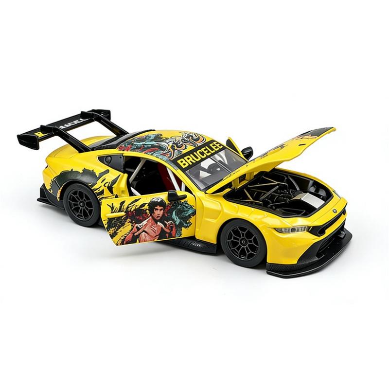 NEW 1/24 Ford Mustang GT3 Lee Alloy Racing Car Model Sound and Light Pull Back Children's Toy Collectibles Birthday Gift