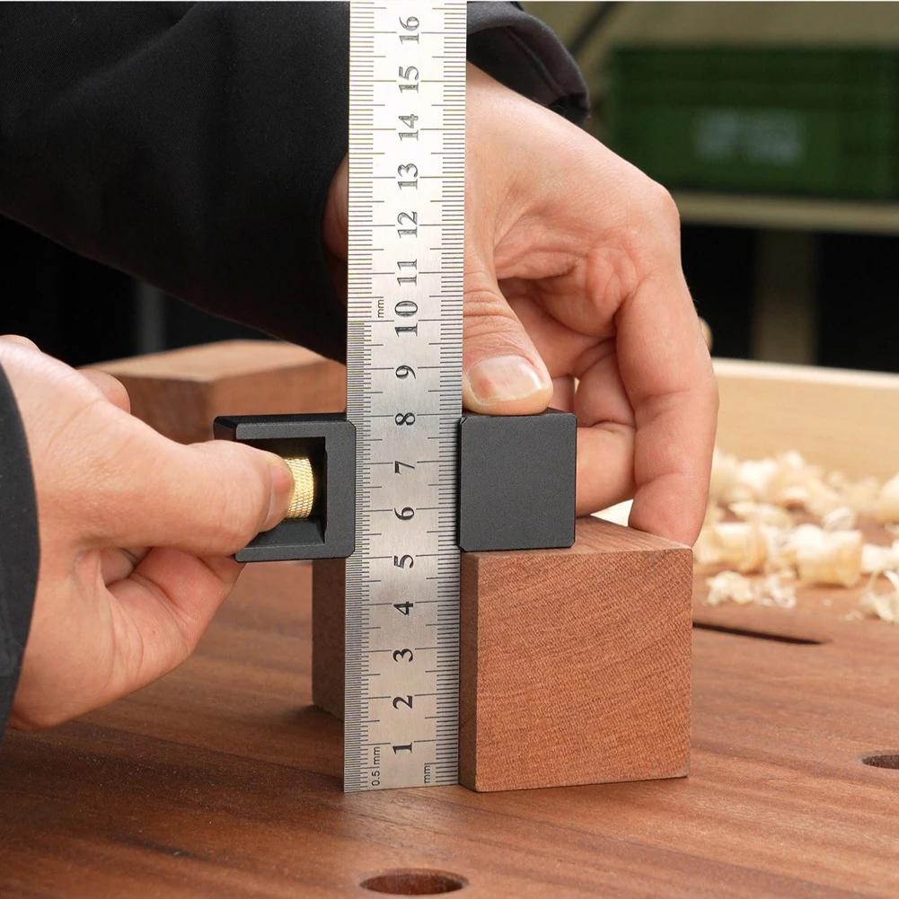 Adjustable Measuring Ruler Stop Block For Position Control In Woodworking Metalworking Furniture Assembly And DIY Projects