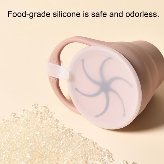 Snack Cup Soft Silicone Baffle 350ml Large Capacity Leak-Proof Foldable Portable Snack Container Kids Microwave Safe Fruit Biscuit Holder