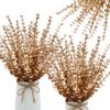 20/40pcsLot Artificial Gold Stem Eucalyptus Branch Artificial Plants for Wedding Flower Greenery Arrangement Home Decoration