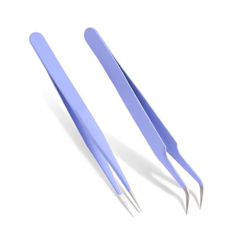 

LIANHATA 2-Piece Set of Precision Tweezers with Caps, Stainless Steel, Curved and Straight Tips, Ideal for Fine Hair, Eyelashes, False Eyelashes, and