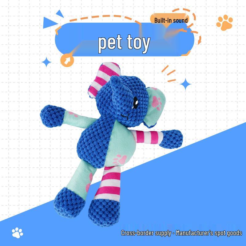 Blue Elephant Plush Sound-Making Pet Toy - Durable, Scratch & Chew Resistant