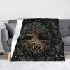 Tree of Life Yggdrasil Blanket Flannel Autumn Valhalla Viking Breathable Super Soft Throw Blankets for Bedding Office Bedspread