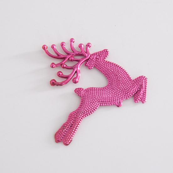 10Pcs Plastic Reindeer Hanging Ornaments Christmas Tree Glitter Elk Decorations Holiday Party Xmas Gifts
