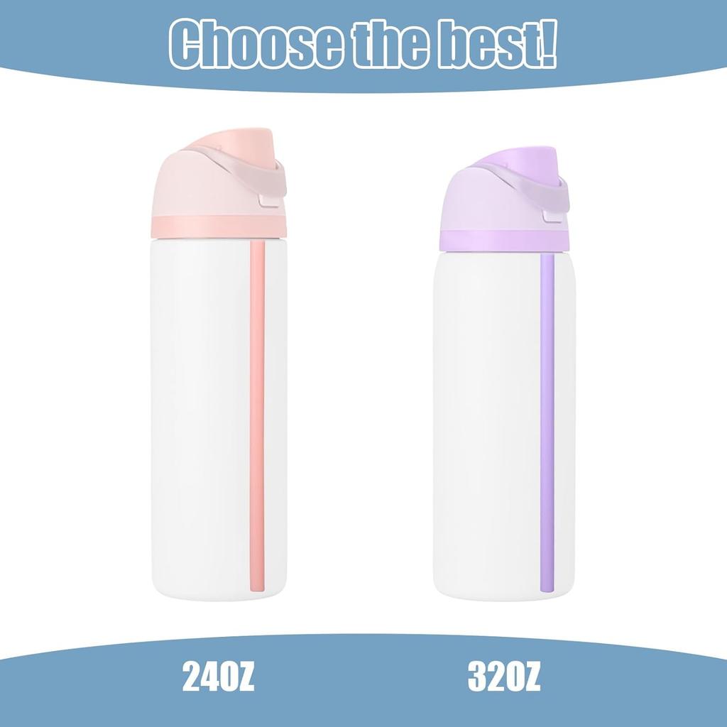 6pcs Replacement Straws for Owala FreeSip 24oz 32oz, 6 Colors Reble Plastic Straws with Cleaning Brush & Cutting Tool Water Bottle Tumbler