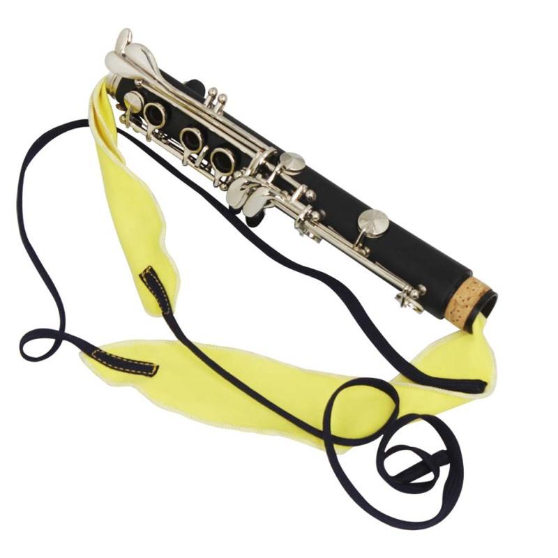 Čistící tampon Saxofon Černá trubka hoboj flétna trubka Univerzální látkový hudební nástroj s dlouhým pasem