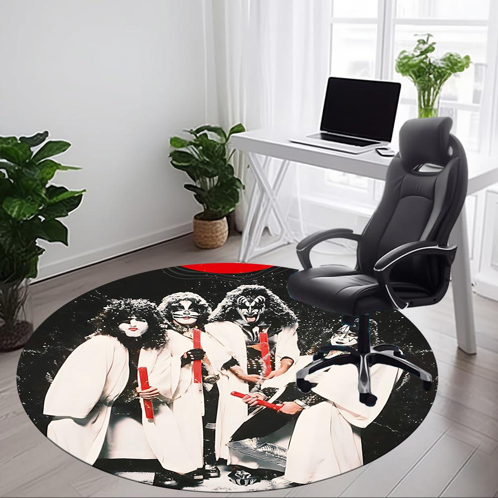 1pc KISS Band Office Round Area Rug, Under Office Chairs Bedroom Living Room Home Decor, Room Decoa1016300