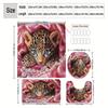 4Pcs An Exotic Leopard Shower Curtain Set with Non-Slip Bath Mat, Toilet Lid Cover, Contour Rug & 12 Hooks, Bathroom Decor