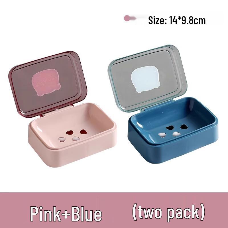 Creative Cute Plastic Soap Dish with Lid: Stylish Soap Holder and Drainer for Bathroom Storage