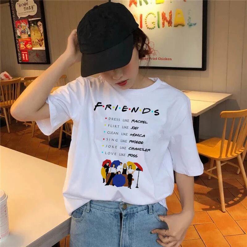 friends tv show t shirt Clothing 2026 korean tshirt 90s women female top tee shirts Graphic t-shirt Girl kawaii summer Korean