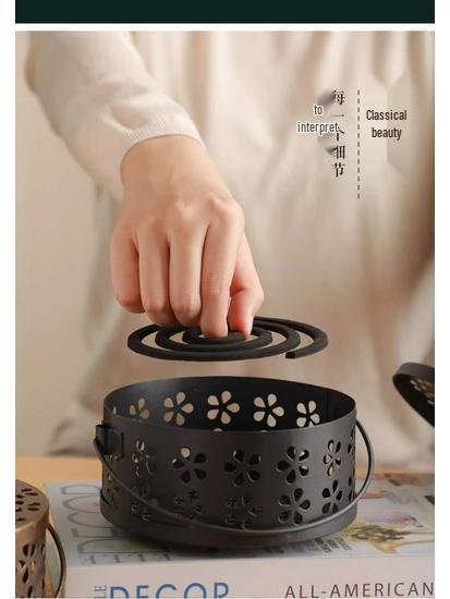 Fireproof Anti-Scald Mosquito Coil Holder with Lid - Iron Incense Burner for Indoor Use