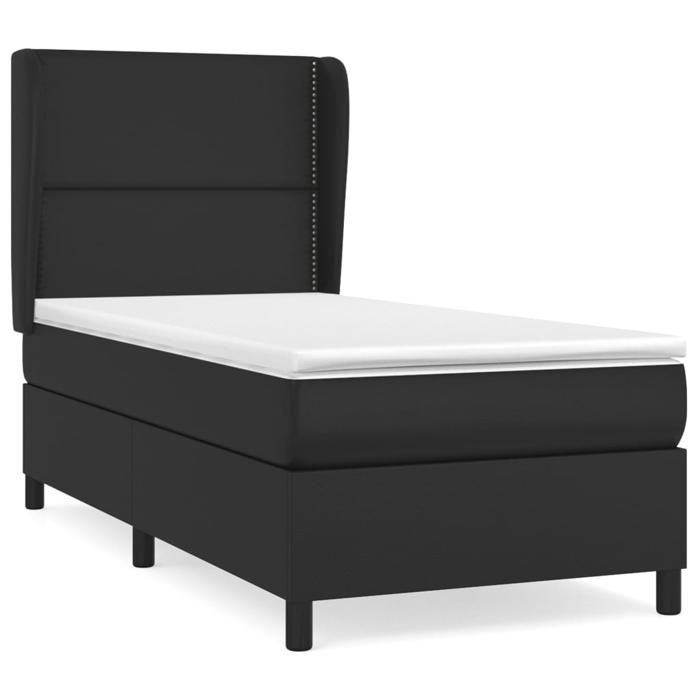Maison Exclusive - Sommier à lattes de lit avec matelas Noir 90x190 cm Similicuir