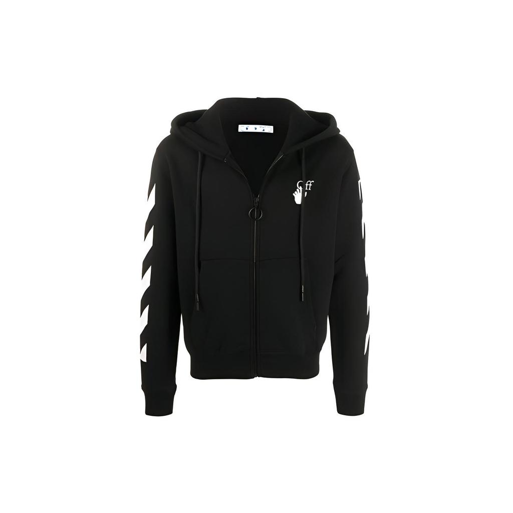 OFF WHITE Felpa con zip e cappuccio Slim Fit Arrows Diag OMBE001F20FLE0071001