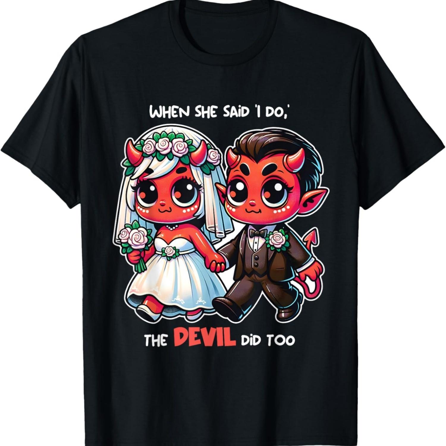 

Hellishly Hilarious Wedding_ Devil-Bride and Devil-Groom T-Shirt S чёрный
