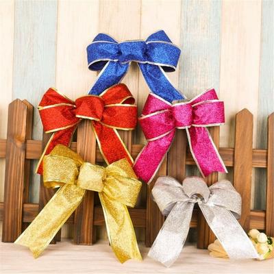 Regalo de Fiesta Presente Lazos Grandes para Árbol de Navidad Adorno Brillante Lazos de Cinta 25cm Coronas Decoración de Navidad