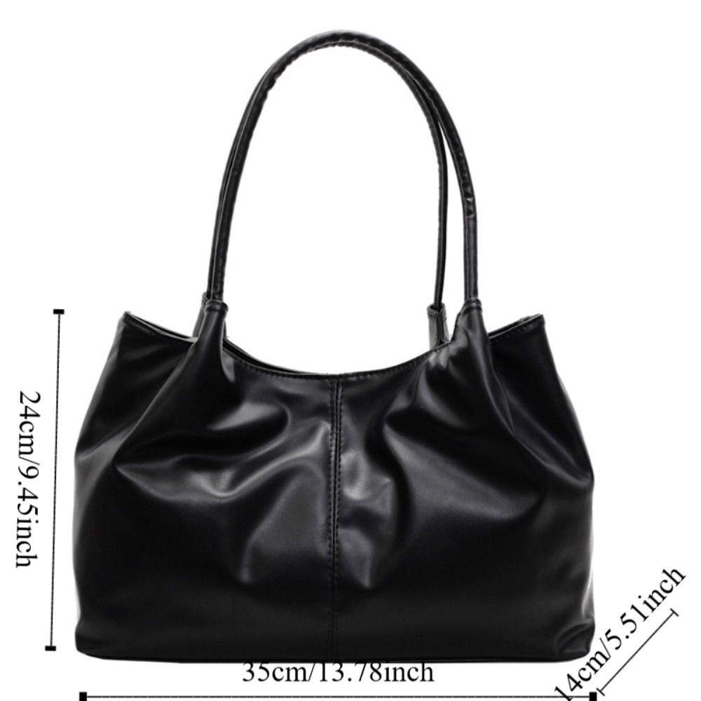 French Style Underarm Bag Large Capacity Solid Tote Bag Fashion PU Leather Shoulder Bag  Travel