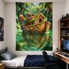 Vertical Tapestry Sloth Parrot Frog Flower Boat Jungle River Men Women Living Room Wall Art