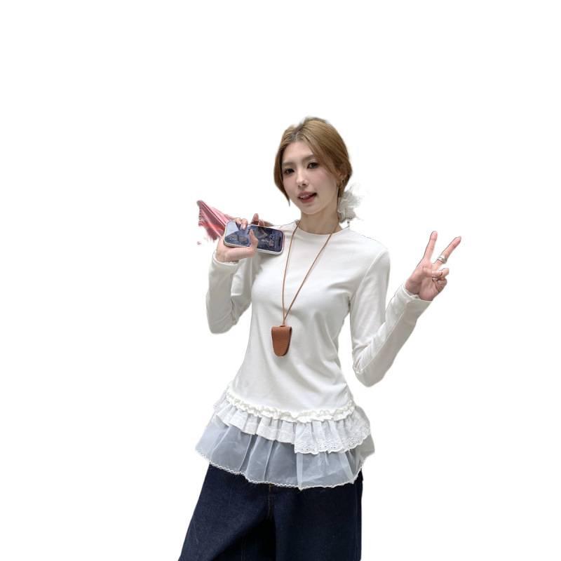 Elegant Korean-Style Long-Sleeve Ballet T-Shirt for Women