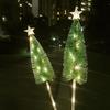Solar Powered Christmas Tree Lights Outdoor Waterproof LED Lawn Lights with Star Topper Colorful