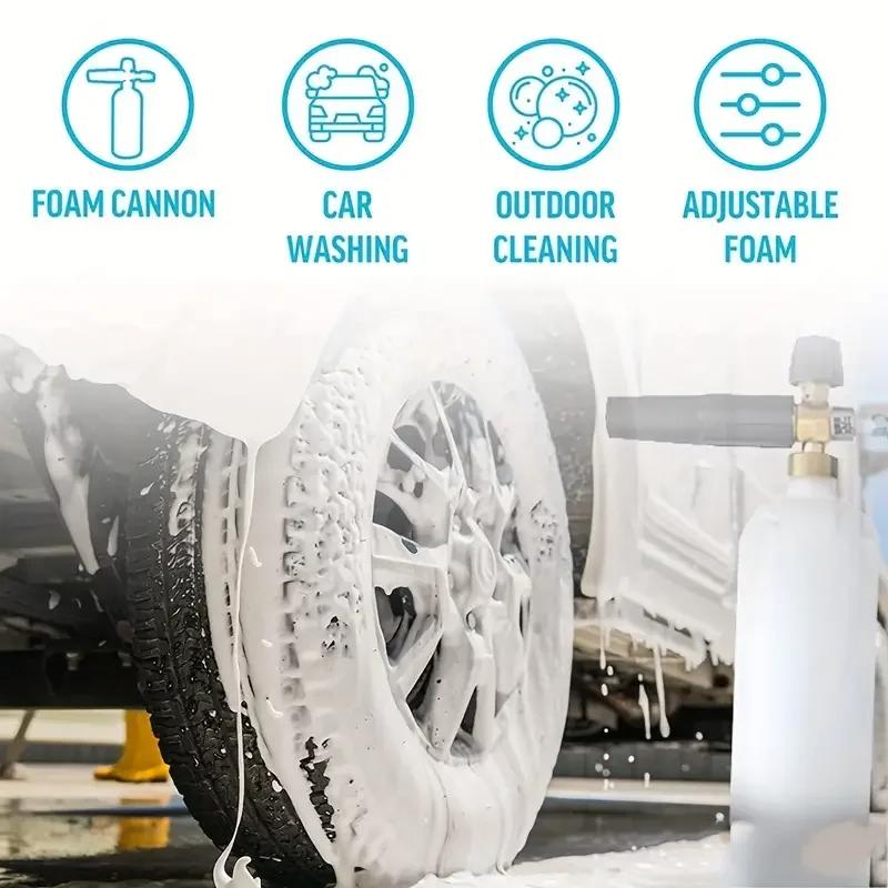 1 L Snowflake Foam Pot 1/4 In Quick Connect High-pressure Foam Spray Bottle PA Adjustable Cleaning Gun Professional Foam Gun G