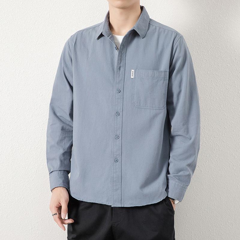 

Нова чоловіча сорочка з довгим рукавом Тренд Вільна Повсякденна Сорочка Комбінезон Пальто Випрана Бавовняна Блуза 4XL світло-синій колір