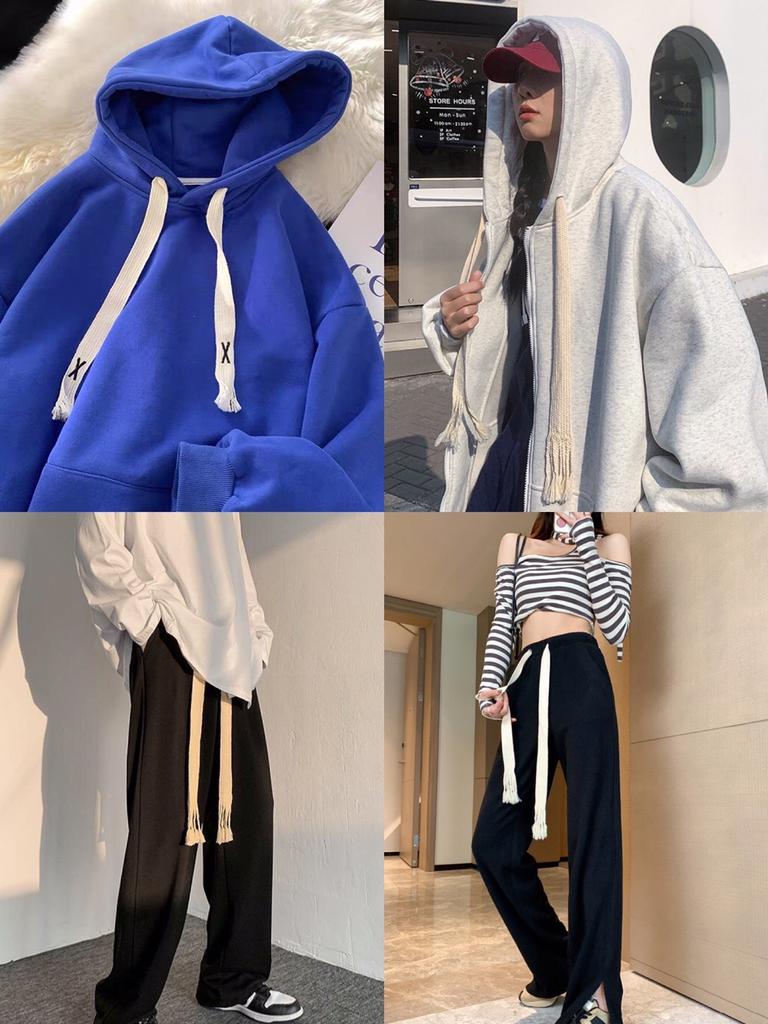 1pcs Cotton Waistband Sweatpants Drawstring Strap Solid Color Braided Rope Hoodies Band DIY Sewing Accessories