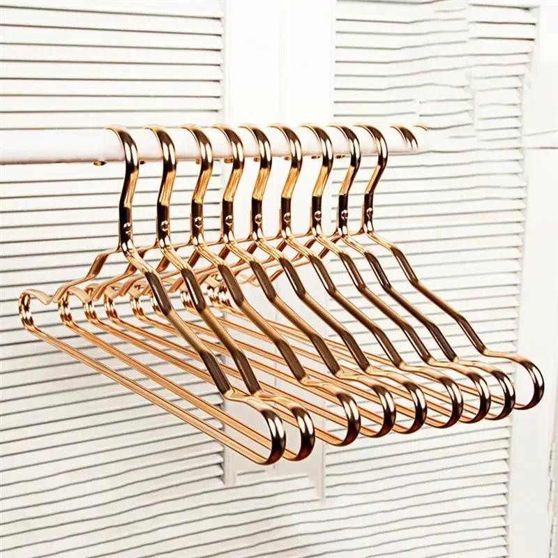 10 Stück Aluminiumlegierung Kleiderbügel Goldfarben Langlebig Haushalts Mantel   Zubehör Organizer Erwachsene Kinder Hängend
