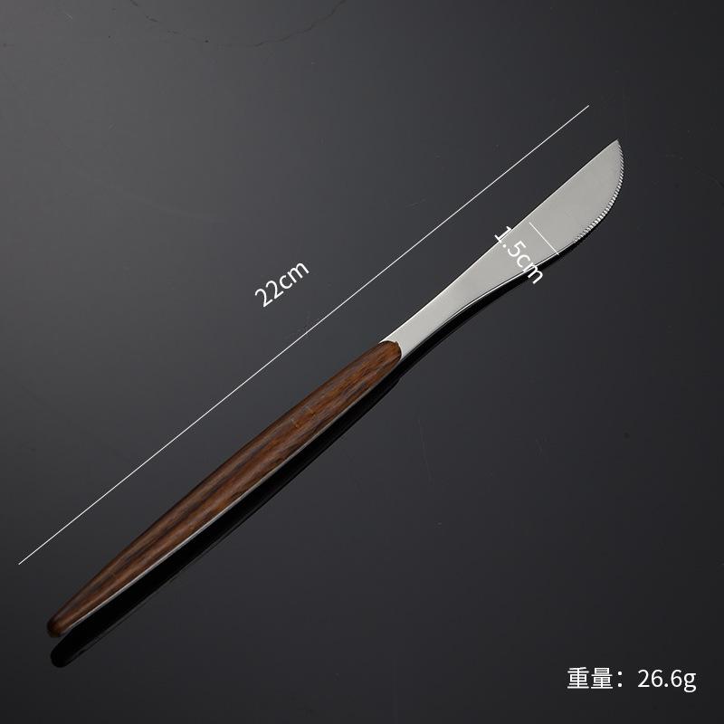 430 stainless steel handle Portuguese tableware knife fork spoon set Steak knife Japanese wood grain housewarming gift