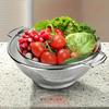 Stainless Steel Double Handle Fruit Basket Kitchen Colander Strainer Modern Apple Bowl Large Capacity Fruit Serving Bowl