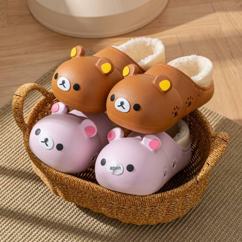 2025 Rilakkuma Cotton Slippers: Warm Winter Closed-Toe Little Bear Design for Girls