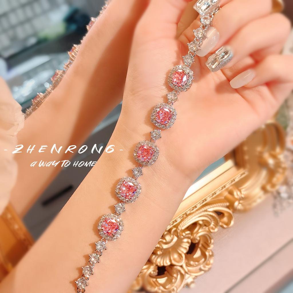 New Trendy Lab Crushed Ice Cut Moissanite Tennis Bracelets For Women Elegant   Color Noble Bangles Cz Fine Jewelry