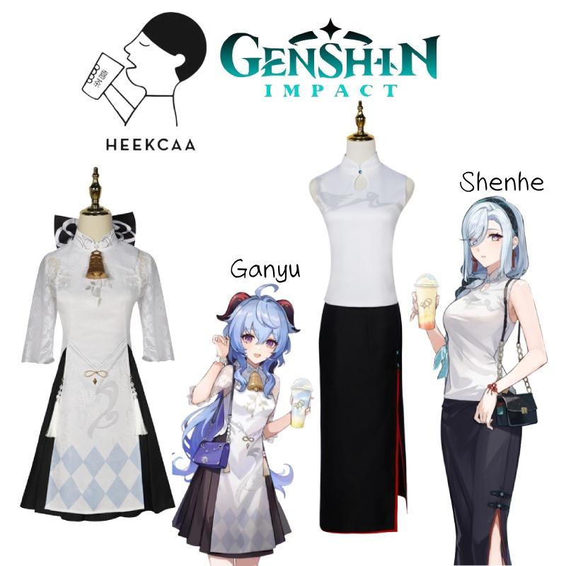 Original Genshin Impact Amber Tea Collaboration Cosplay Costume Vintage Cheongsam Outfit For Anime Exhibition