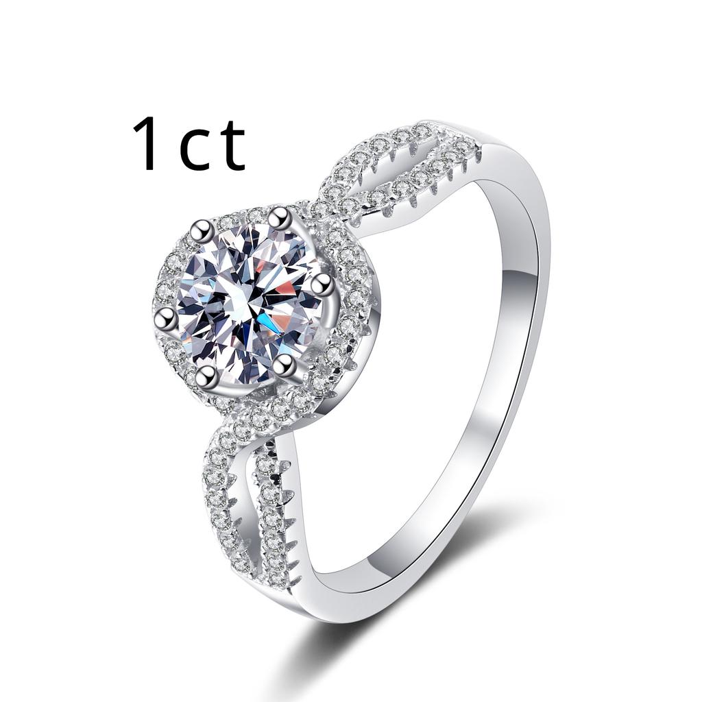 S925 Sterling Silver Ring Women's Pt950 Gold Plated 1 Carat Moissanite Ring Empty Support Exquisite Light Luxury Wedding Ring Engagement Ring