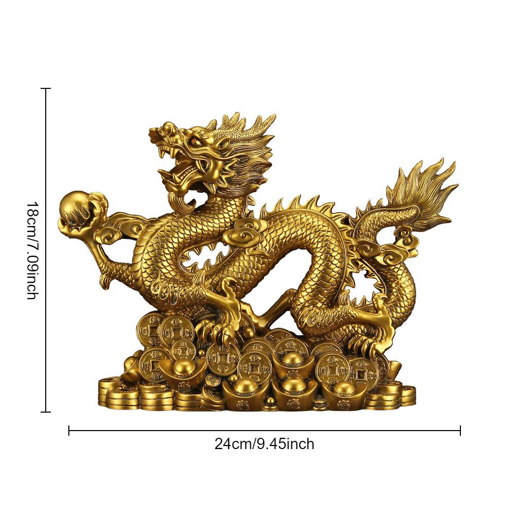 Feng Shui Bring Wealth Money Dragon Statue Wealth Handcrafted Zodiac Mascot Home Decor Office Entryway Decor Chinese Culture