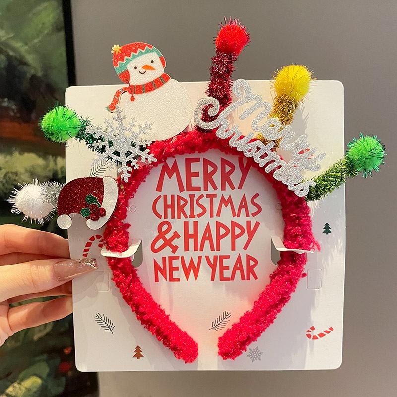 Red Velvet Antler Hairband Simple Christmas Eve Headwear Cute Hair Accessories Environmentally Friendly Christmas Headband