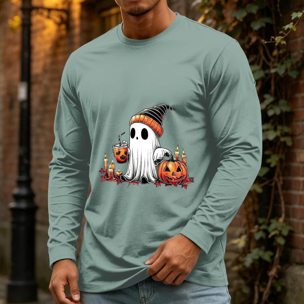 Men's Halloween Long Sleeve Neck Casual Shirt