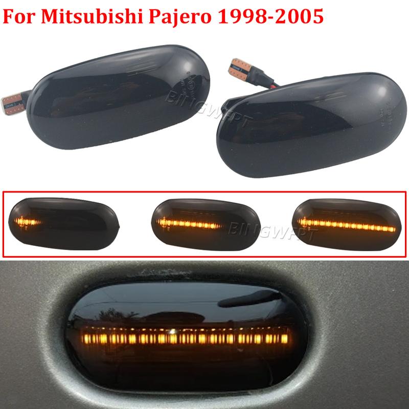 2Pcs Dynamic Side Marker Turn Signal Sequential Blinker Indicator Lights For Mitsubishi Pajero Mirage Legnum Galant 1998-2005
