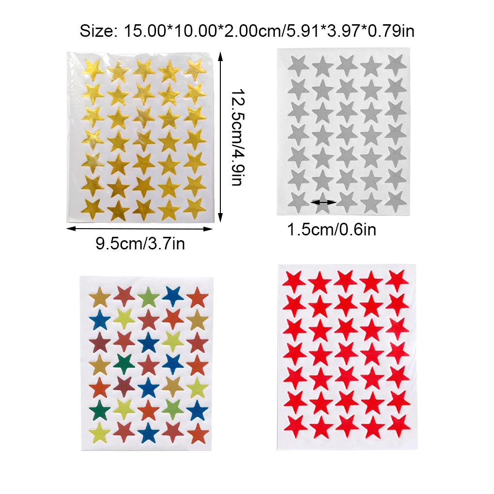 10 Sheets Award Flash Sticker Five-pointed Star Removable Praise Label Kindergarten Decorations Reward Decals Supplies
