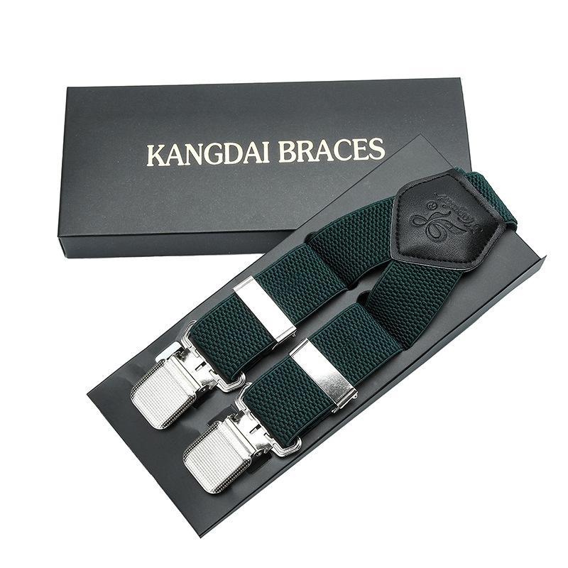 Suit Strap Clip Men'S Anti-Drop Four Clip Buckle 3.5Cm Elastic Elastic Adjustment Dress Suspender Belt